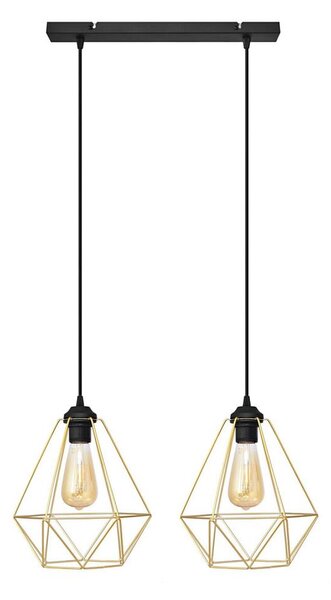 Lampadario a sospensione con filo KARO 2xE27/15W/230V oro/nero