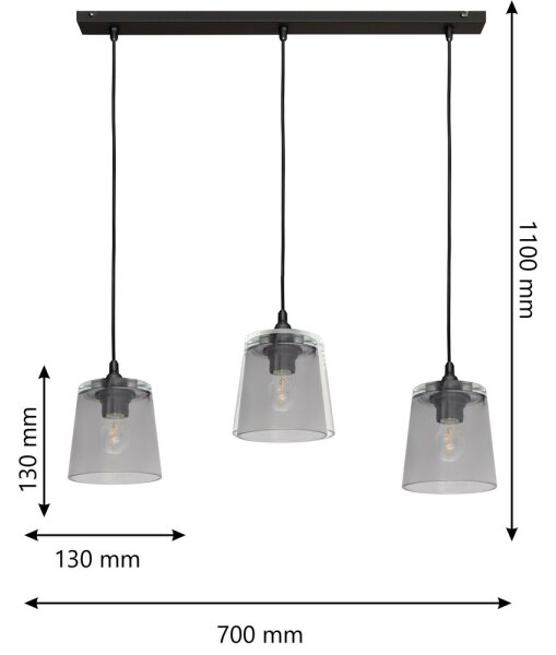 Lampadario a sospensione con filo LUCEA 3xE27/15W/230V