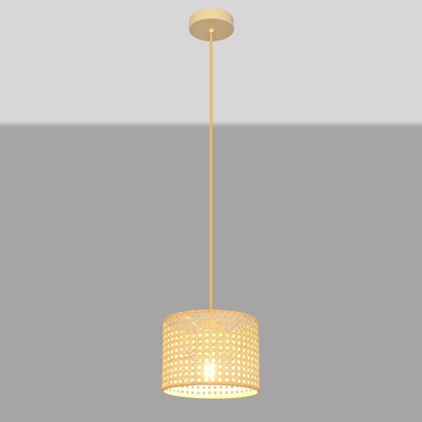 Lampadario a sospensione con filo ALBA 1xE27/15W/230V diametro 20 cm rattan