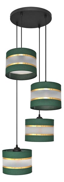 Lampadario a sospensione con filo HELEN 4xE27/15W/230V verde/oro