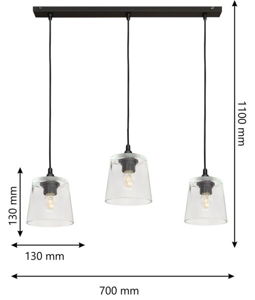 Lampadario a sospensione con filo LUCEA 3xE27/15W/230V