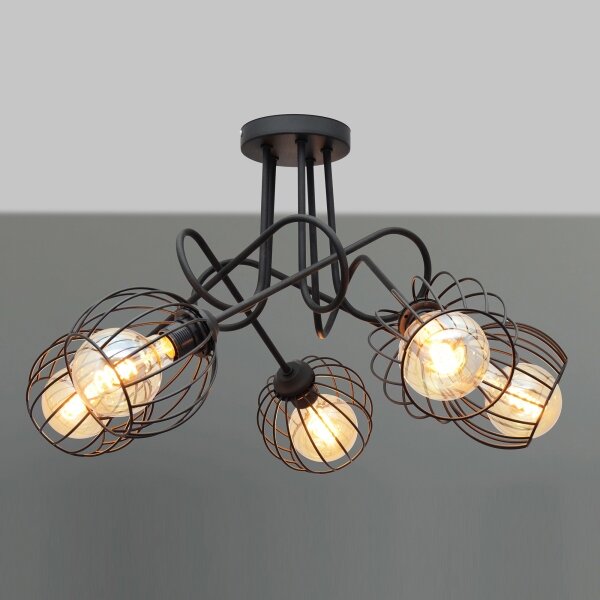Lampadario a plafone OXFORD 5xE27/15W/230V nero