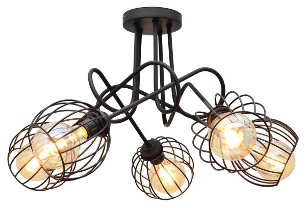Lampadario a plafone OXFORD 5xE27/15W/230V nero