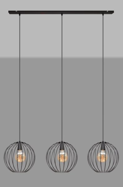 Lampadario a sospensione con filo MERCURE 3xE27/15W/230V nero