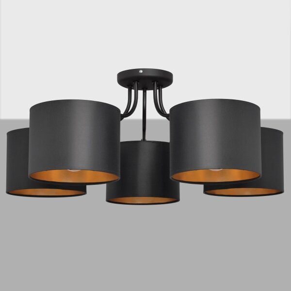 Lampadario a plafone ALBA 5xE27/15W/230V nero/dorato