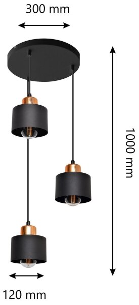Lampadario a sospensione con filo EDISON 3xE27/15W/230V
