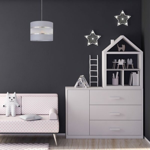 Lampadario a sospensione con filo HELEN 1xE27/15W/230V diametro 20 cm grigio/argento
