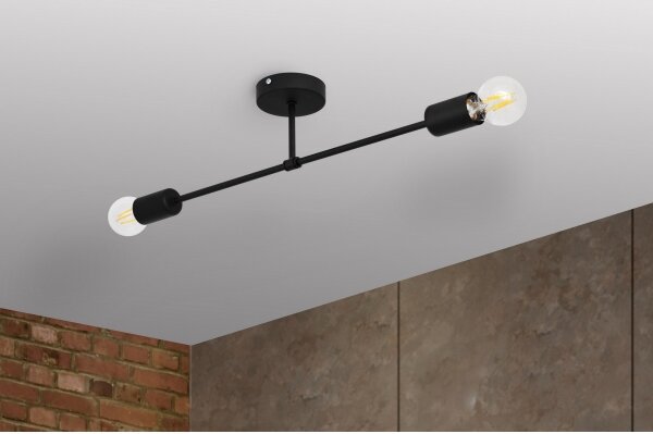 Lampadario a plafone CAMBRIDGE 2xE27/15W/230V nero