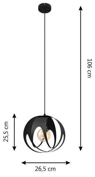 Lampadario a sospensione con filo MOONLIGHT 1xE27/15W/230V nero