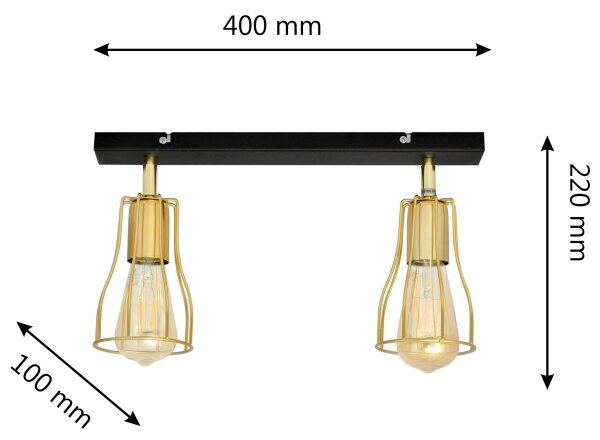 Faretto TUBE 2xE27/15W/230V oro/nero