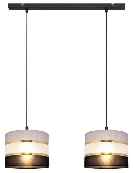 Lampadario a sospensione con filo HELEN 2xE27/15W/230V nero/grigio/oro