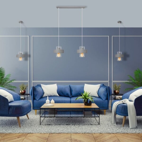 Lampadario a sospensione con filo VOLTA 2xE27/15W/230V grigio