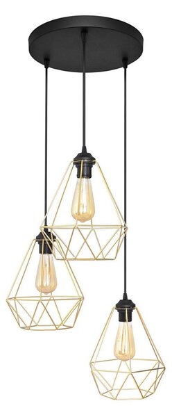 Lampadario a sospensione con filo KARO 3xE27/15W/230V oro/nero