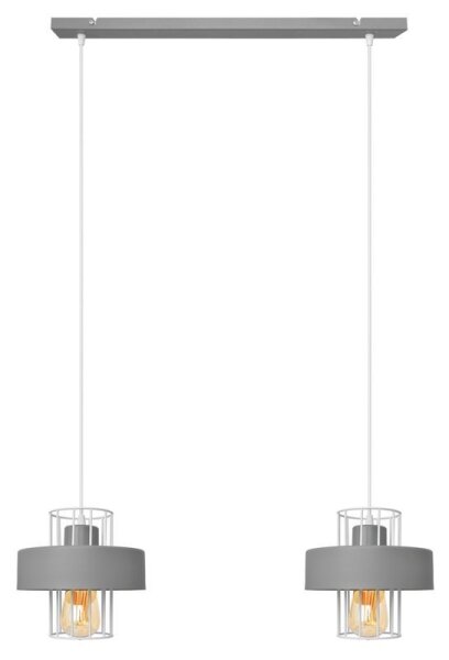 Lampadario a sospensione con filo VOLTA 2xE27/15W/230V grigio