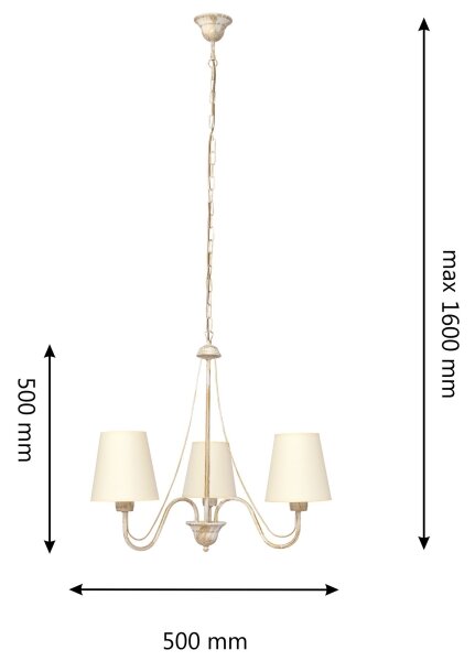 Lampadario a sospensione con catena MALBO 3xE27/15W/230V beige