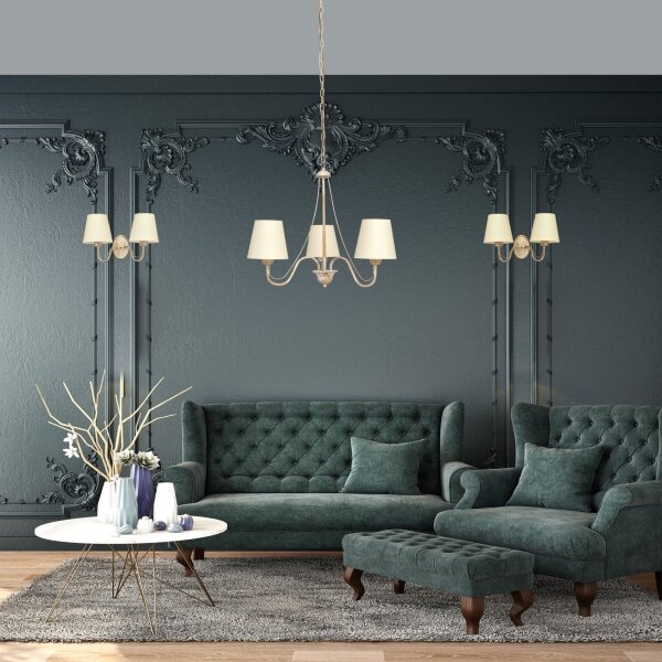 Lampadario a sospensione con catena MALBO 3xE27/15W/230V beige