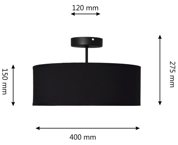 Lampadario a sospensione con supporto rigido ALBA 3xE27/15W/230V nero