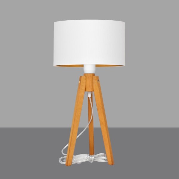 Lampada da tavolo ALBA 1xE27/15W/230V bianco/oro/quercia