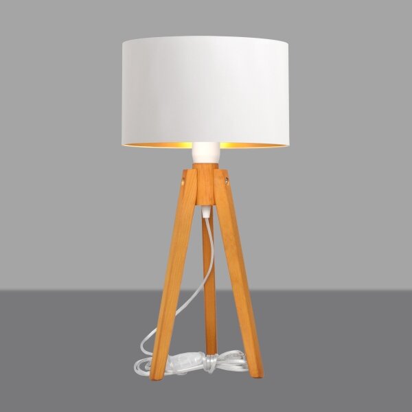 Lampada da tavolo ALBA 1xE27/15W/230V bianco/oro/quercia