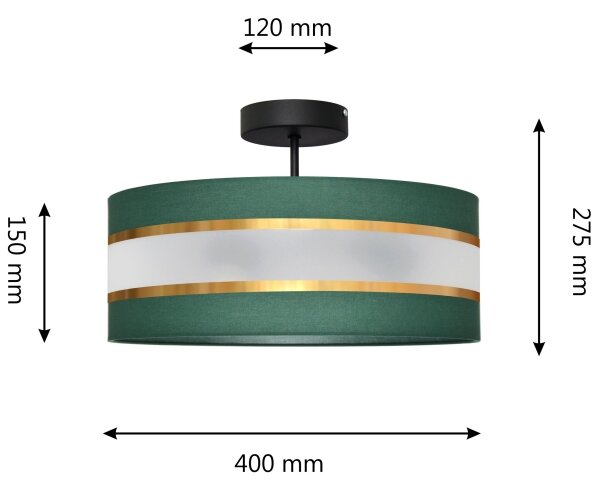 Lampadario a sospensione con supporto rigido HELEN 3xE27/15W/230V verde/oro
