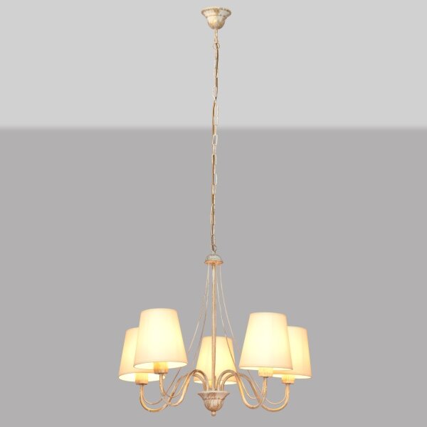 Lampadario a sospensione con catena MALBO 5xE27/15W/230V beige