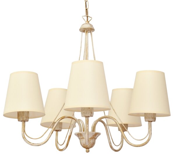 Lampadario a sospensione con catena MALBO 5xE27/15W/230V beige