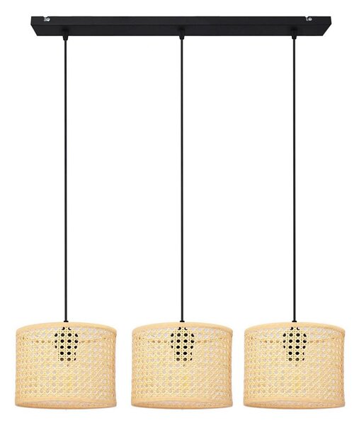 Lampadario a sospensione con filo ALBA 3xE27/15W/230V rattan/nero