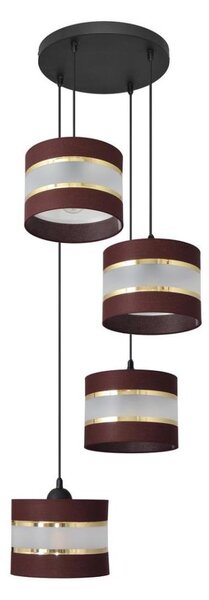 Lampadario a sospensione con filo HELEN 4xE27/15W/230V marrone/nero/oro