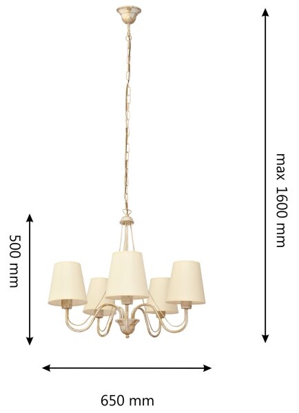 Lampadario a sospensione con catena MALBO 5xE27/15W/230V beige