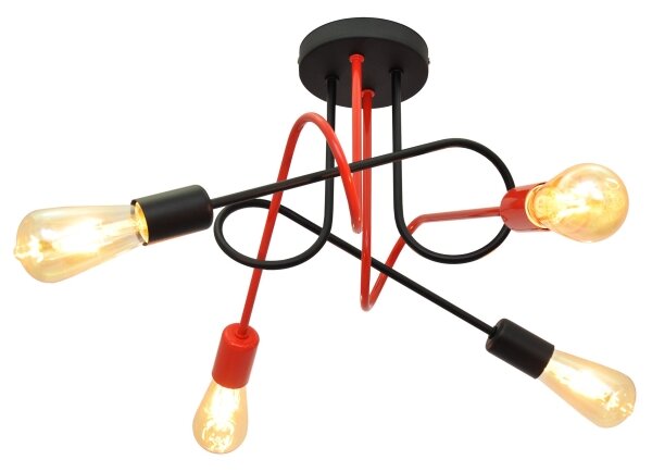 Lampadario a plafone OXFORD 4xE27/15W/230V nero/rosso