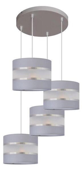 Lampadario a sospensione con filo HELEN 4xE27/15W/230V grigio/argento