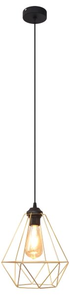 Lampadario a sospensione con filo KARO 1xE27/15W/230V oro/nero