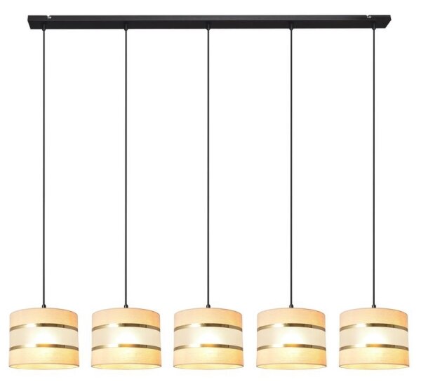 Lampadario a sospensione con filo HELEN 5xE27/15W/230V color crema/nero/oro