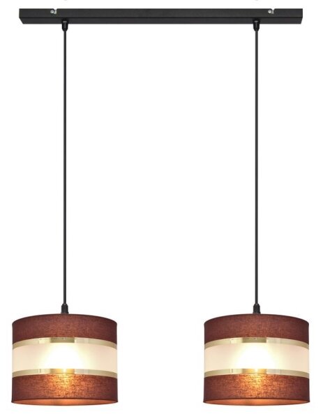 Lampadario a sospensione con filo HELEN 2xE27/15W/230V marrone/nero/oro