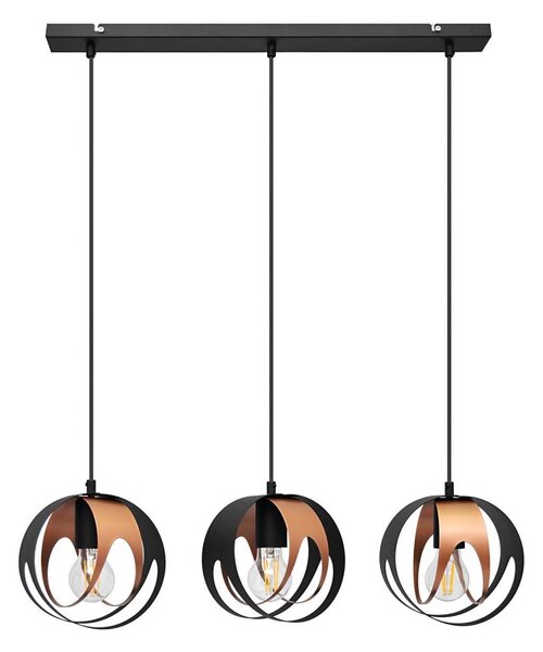 Lampadario a sospensione con filo MOONLIGHT 3xE27/15W/230V nero/rame