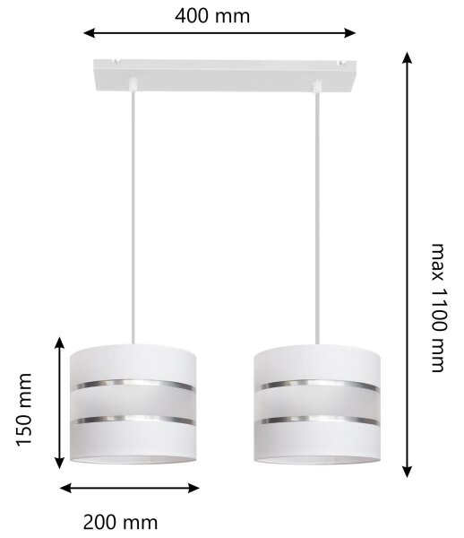 Lampadario su filo HELEN 2xE27/15W/230V bianco