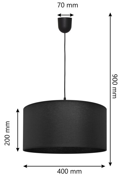 Lampadario su corda ALBA 1xE27/15W/230V d. 40 cm nero