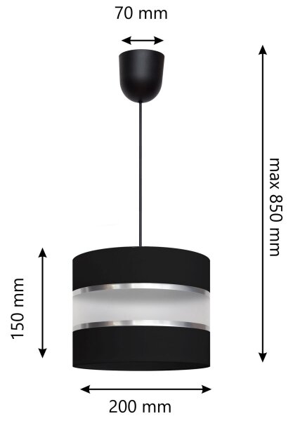 Lampadario su filo HELEN 1xE27/15W/230V nero