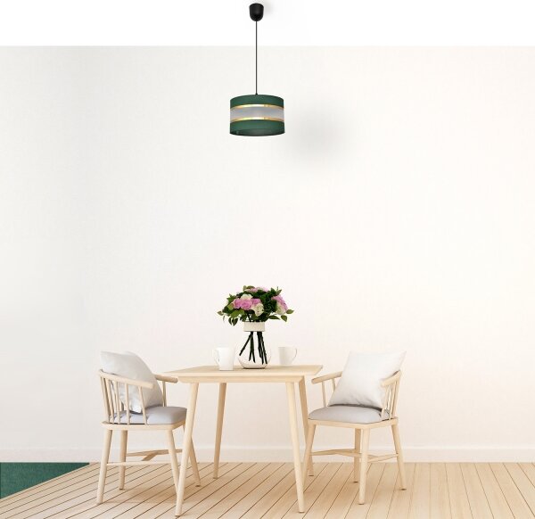 Lampadario a sospensione con filo HELEN 1xE27/15W/230V diametro 25 cm verde/oro