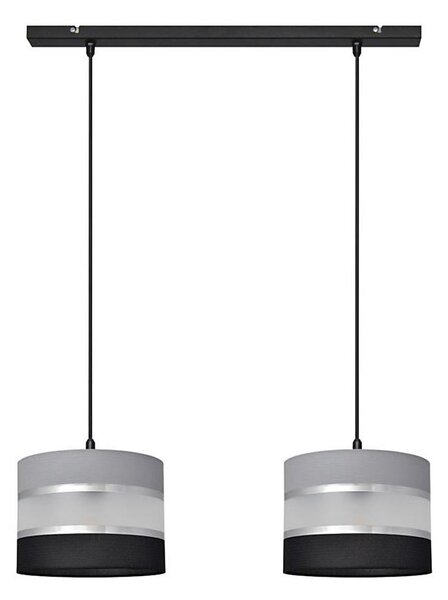 Lampadario a sospensione con filo HELEN 2xE27/15W/230V nero/grigio/argento