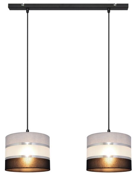 Lampadario a sospensione con filo HELEN 2xE27/15W/230V nero/grigio/argento