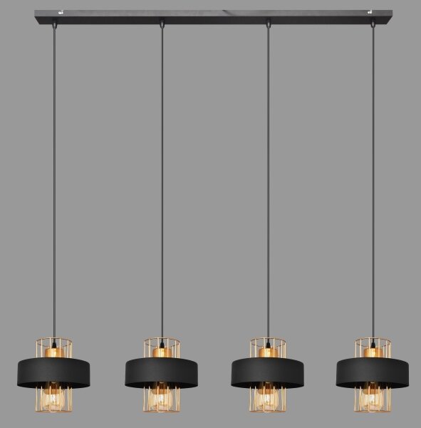 Lampadario a sospensione con filo VOLTA 4xE27/15W/230V nero/oro