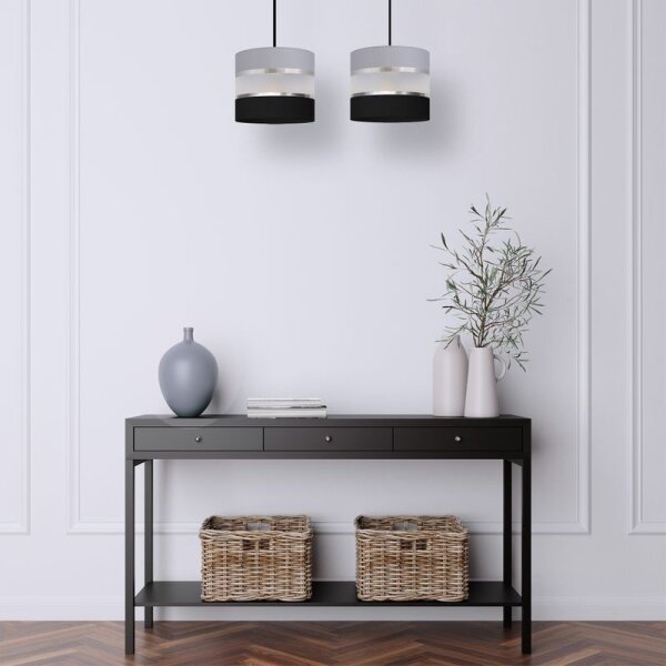 Lampadario a sospensione con filo HELEN 2xE27/15W/230V nero/grigio/argento