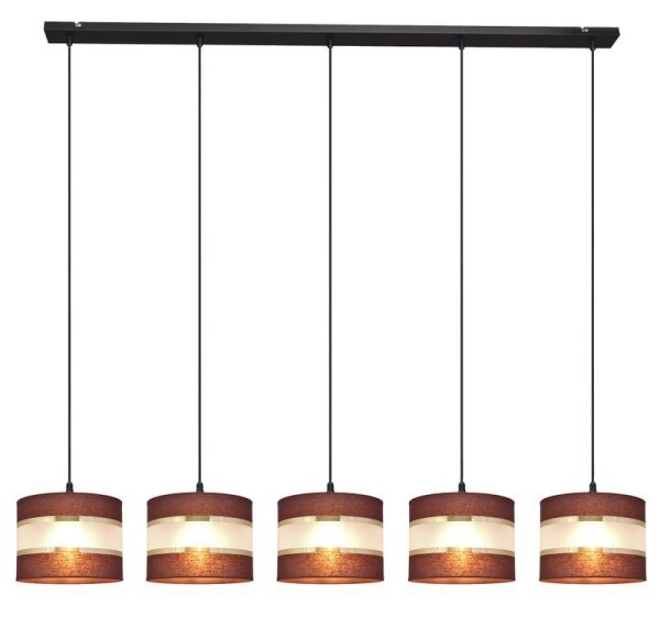 Lampadario a sospensione con filo HELEN 5xE27/15W/230V marrone/nero/oro