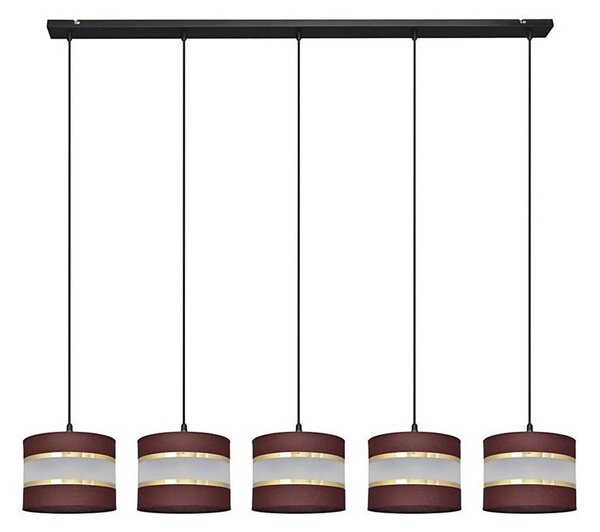 Lampadario a sospensione con filo HELEN 5xE27/15W/230V marrone/nero/oro