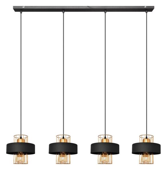 Lampadario a sospensione con filo VOLTA 4xE27/15W/230V nero/oro