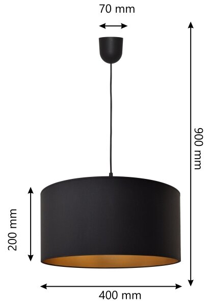 Lampadario su corda ALBA 1xE27/15W/230V d. 40 cm nero/oro