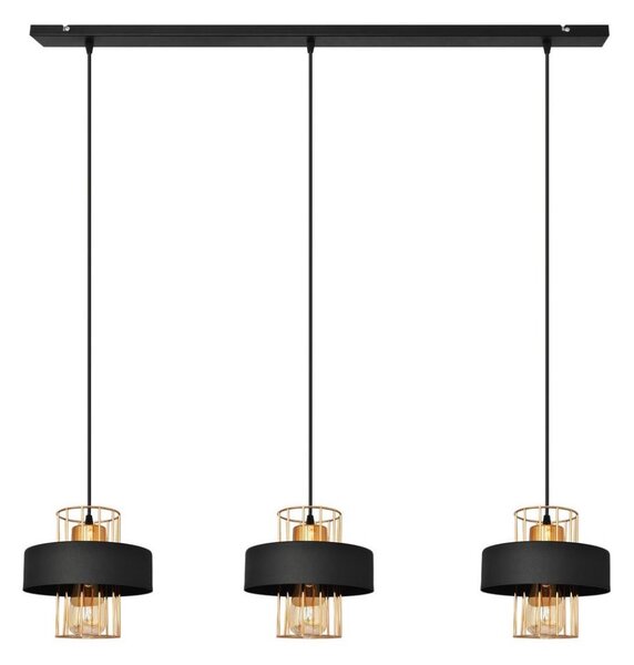 Lampadario a sospensione su cavo VOLTA 3xE27/15W/230V nero/oro rosa