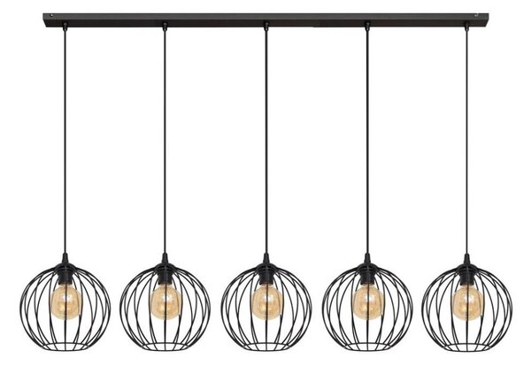 Lampadario su corda MERCURE 5xE27/15W/230V nero