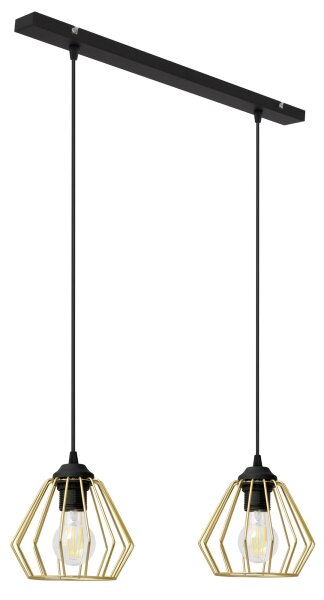 Lampadario a sospensione con filo AGAT 2xE27/15W/230V oro/nero